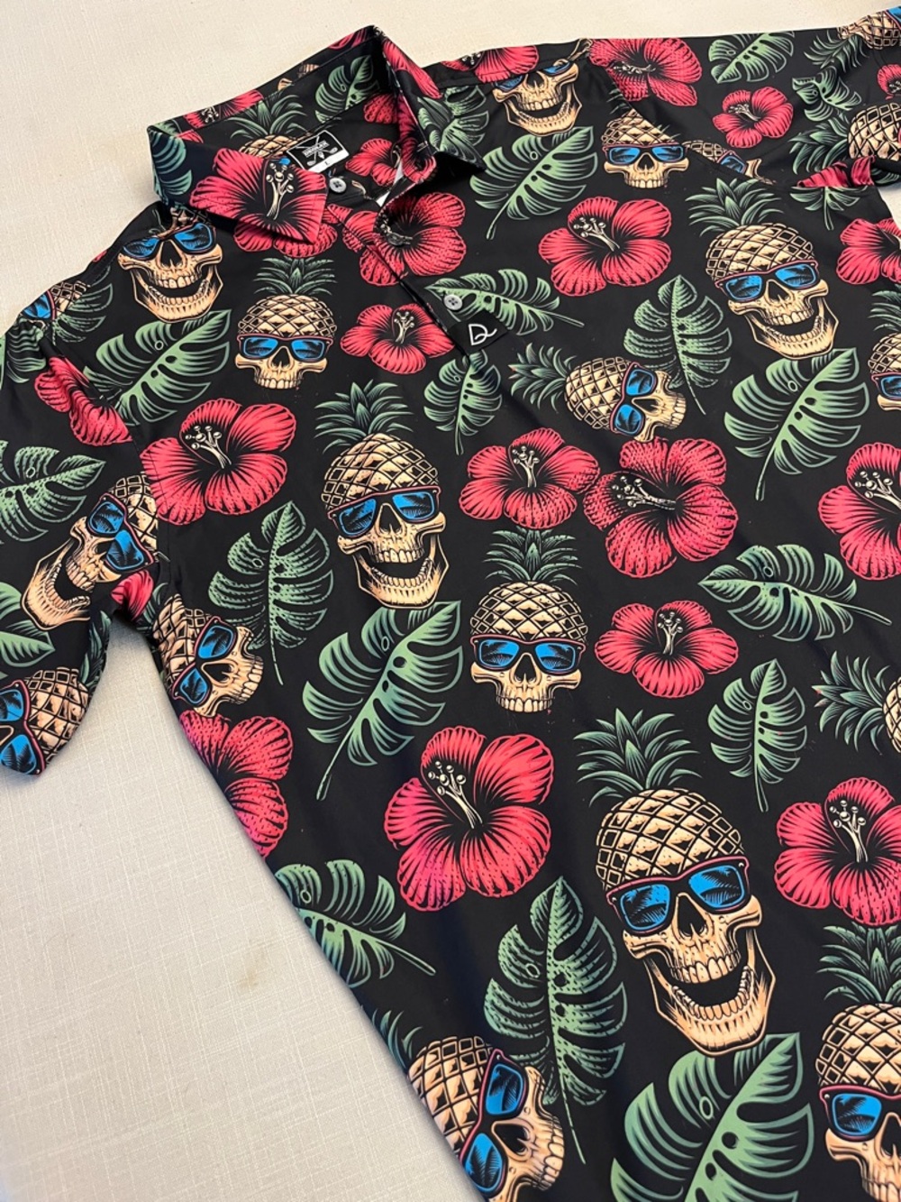 Deolax Skull Pineapple Golf Shirt